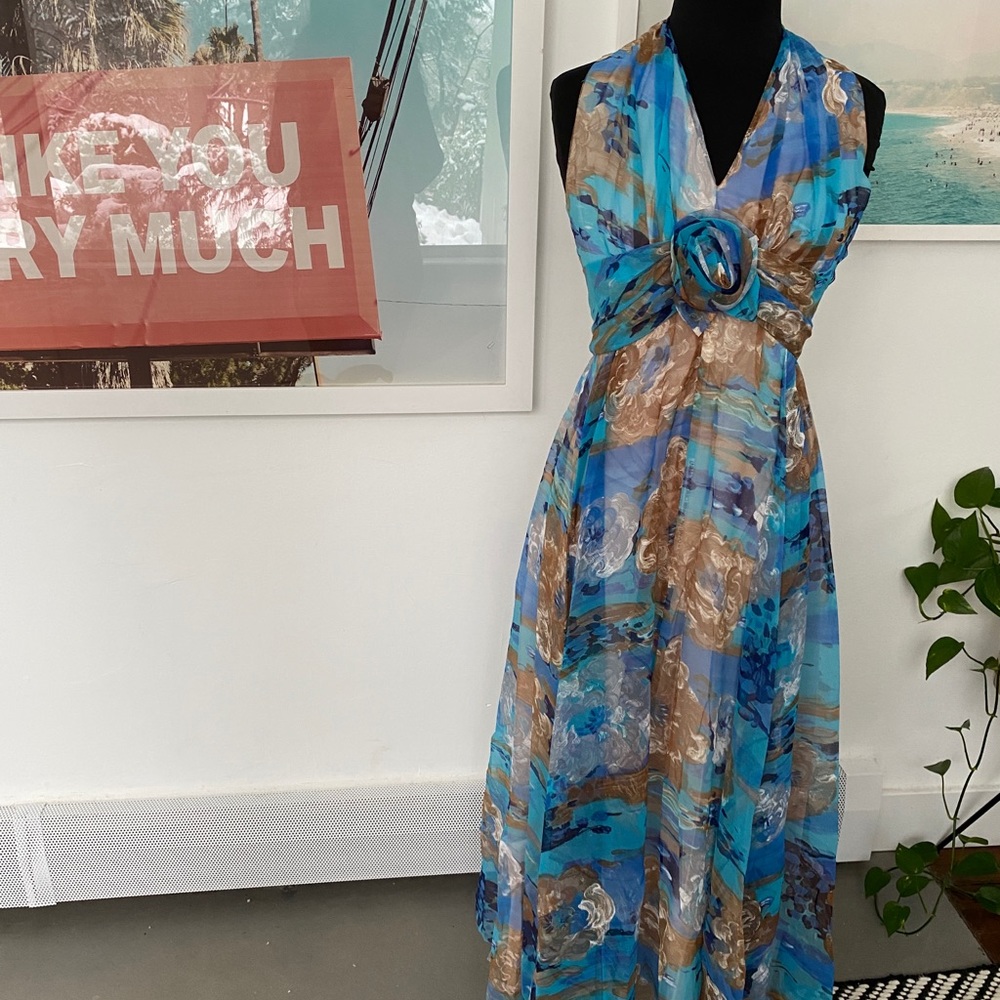 Vintage 60s Hawaiian Style Prom Dress Sz S